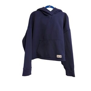 Under Armour Womens Loose Fit Cropped Hoodie Navy Blue Sweatshirt Large